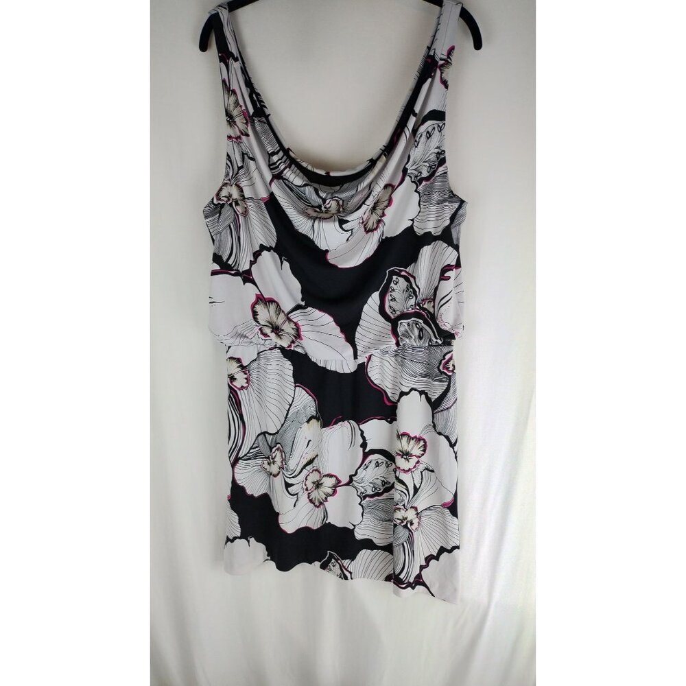 WHITE House Black Market XL Floral Sleeveless Dress